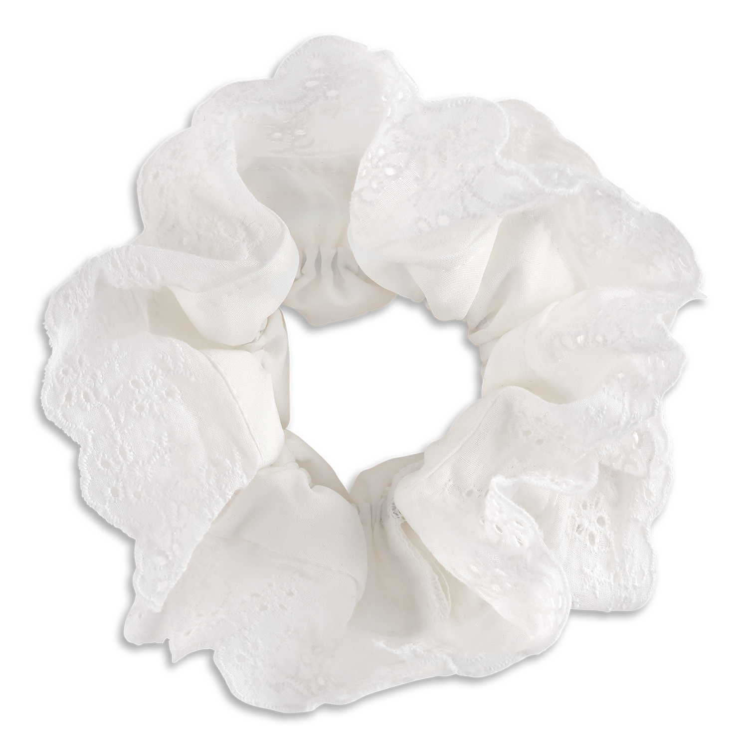 SUI AVA Broderie Scrunchie - bright white