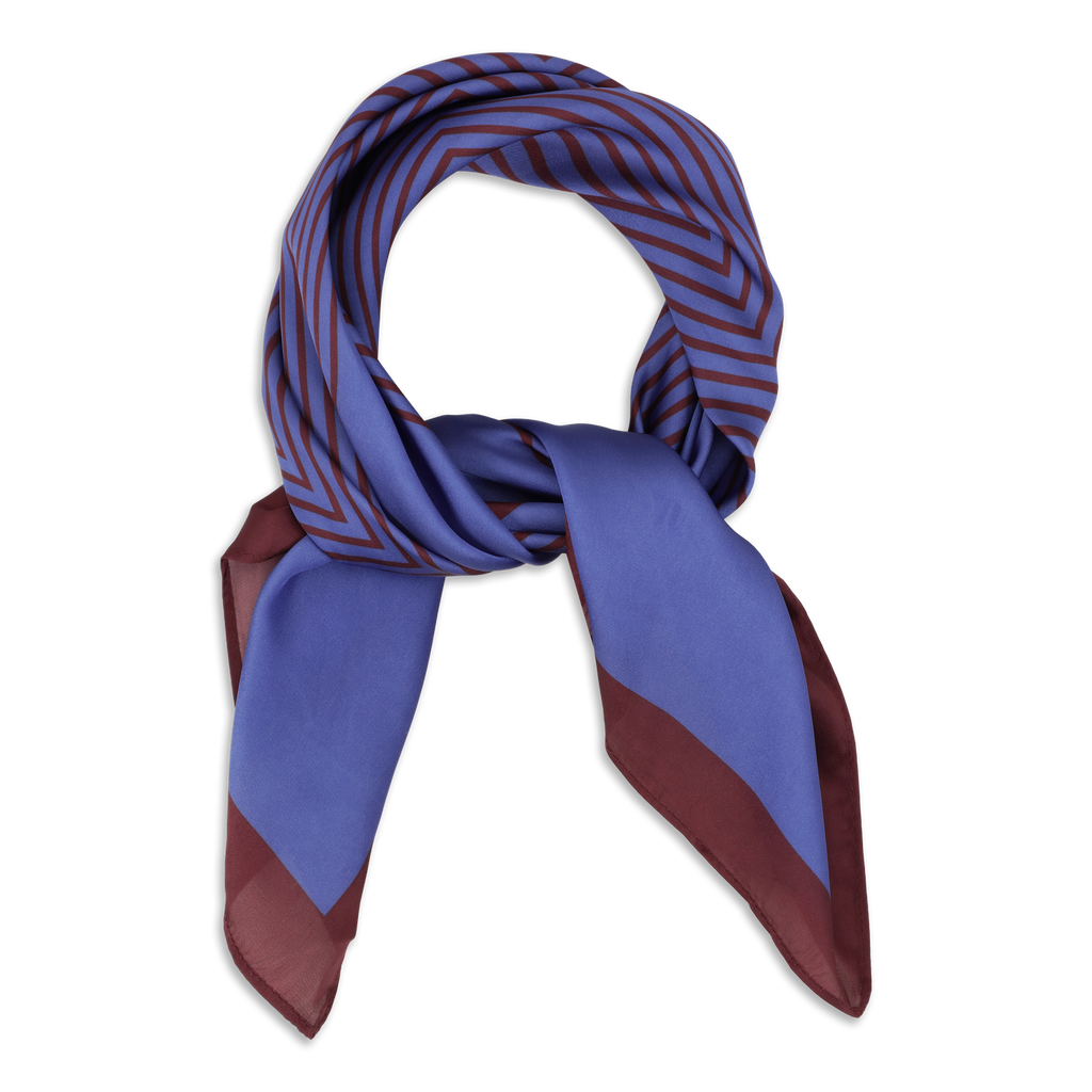 SUI AVA Classic Patterned Scarf - blue/burgundy