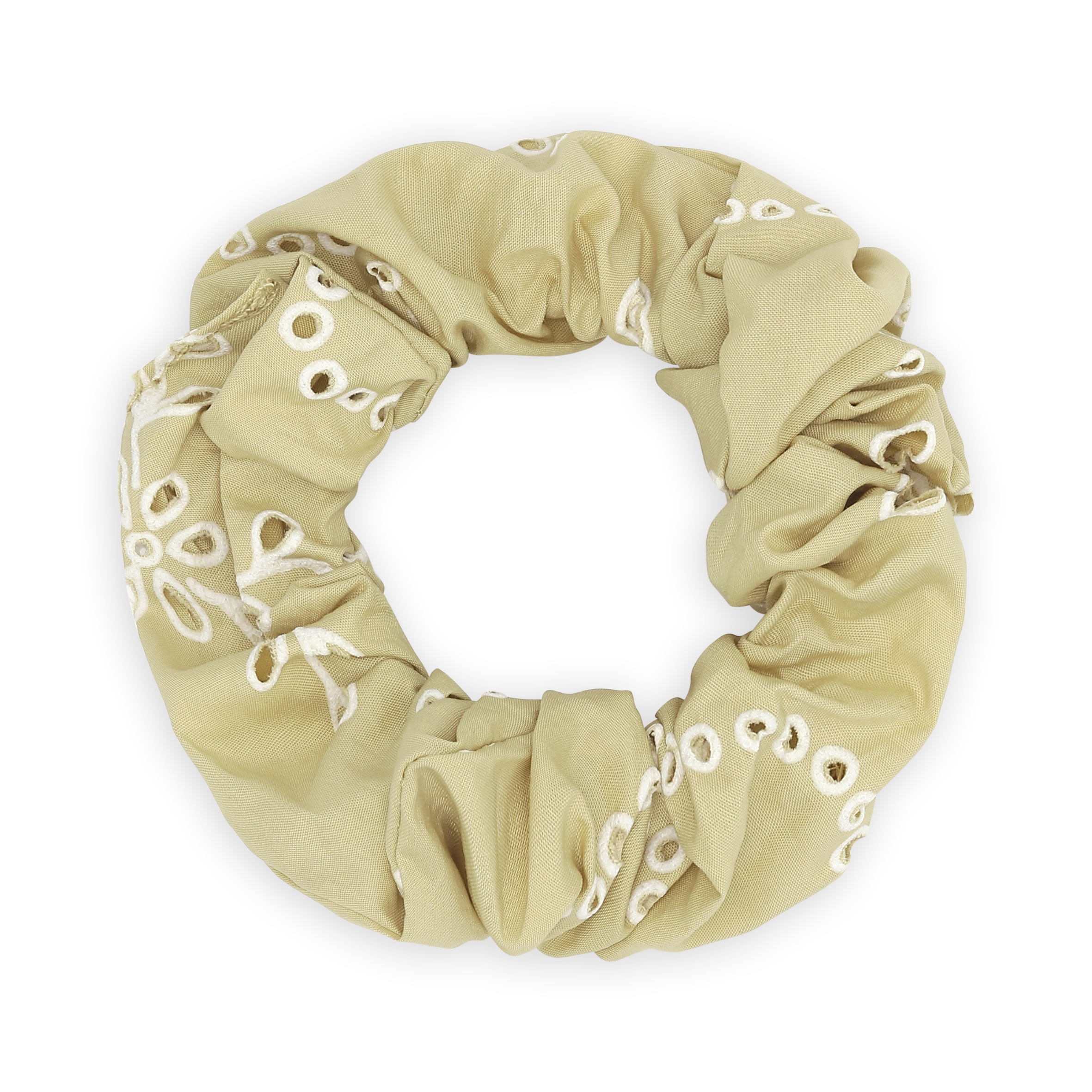 SUI AVA Floral Broderie Scrunchie - pistachio