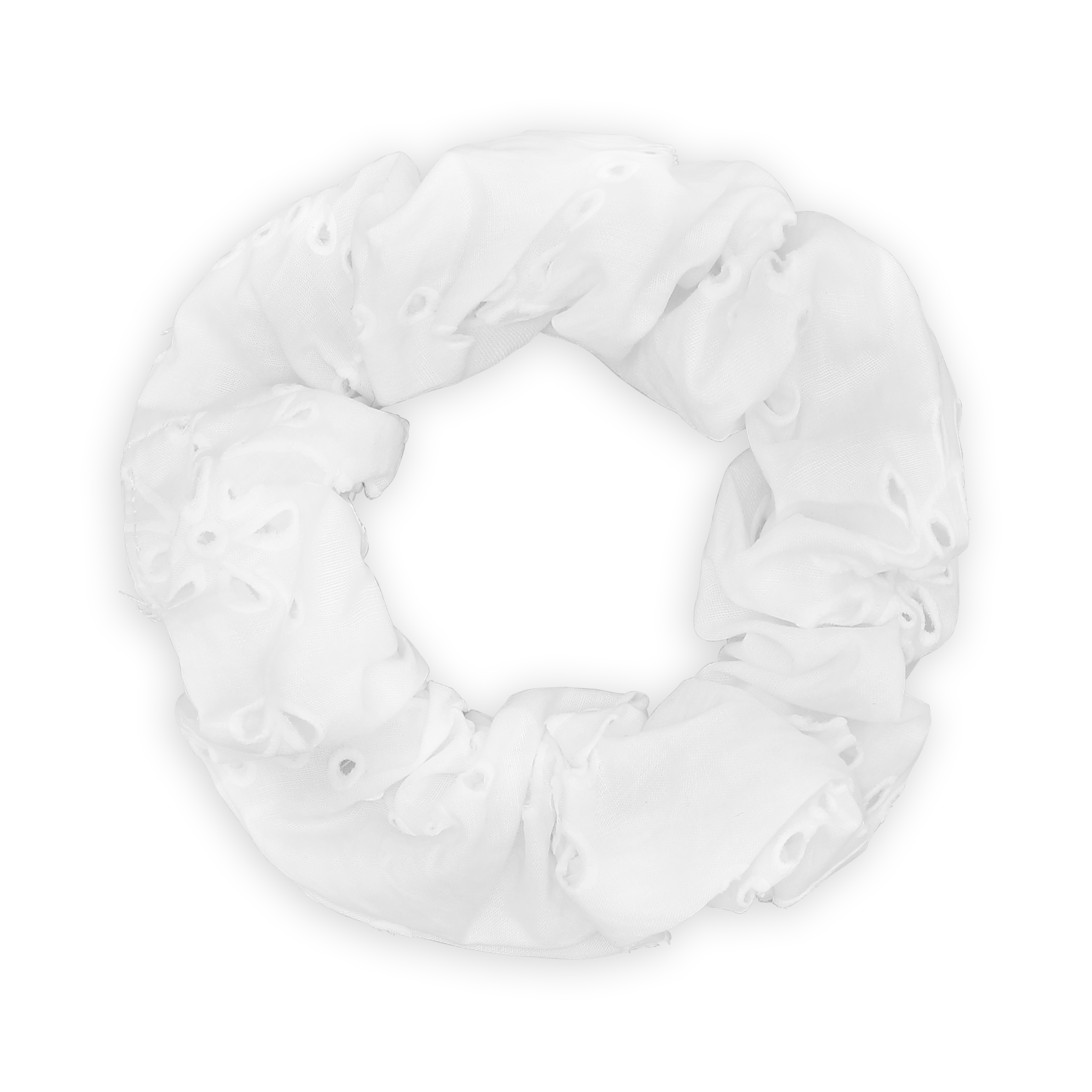 SUI AVA Floral Broderie Scrunchie - white