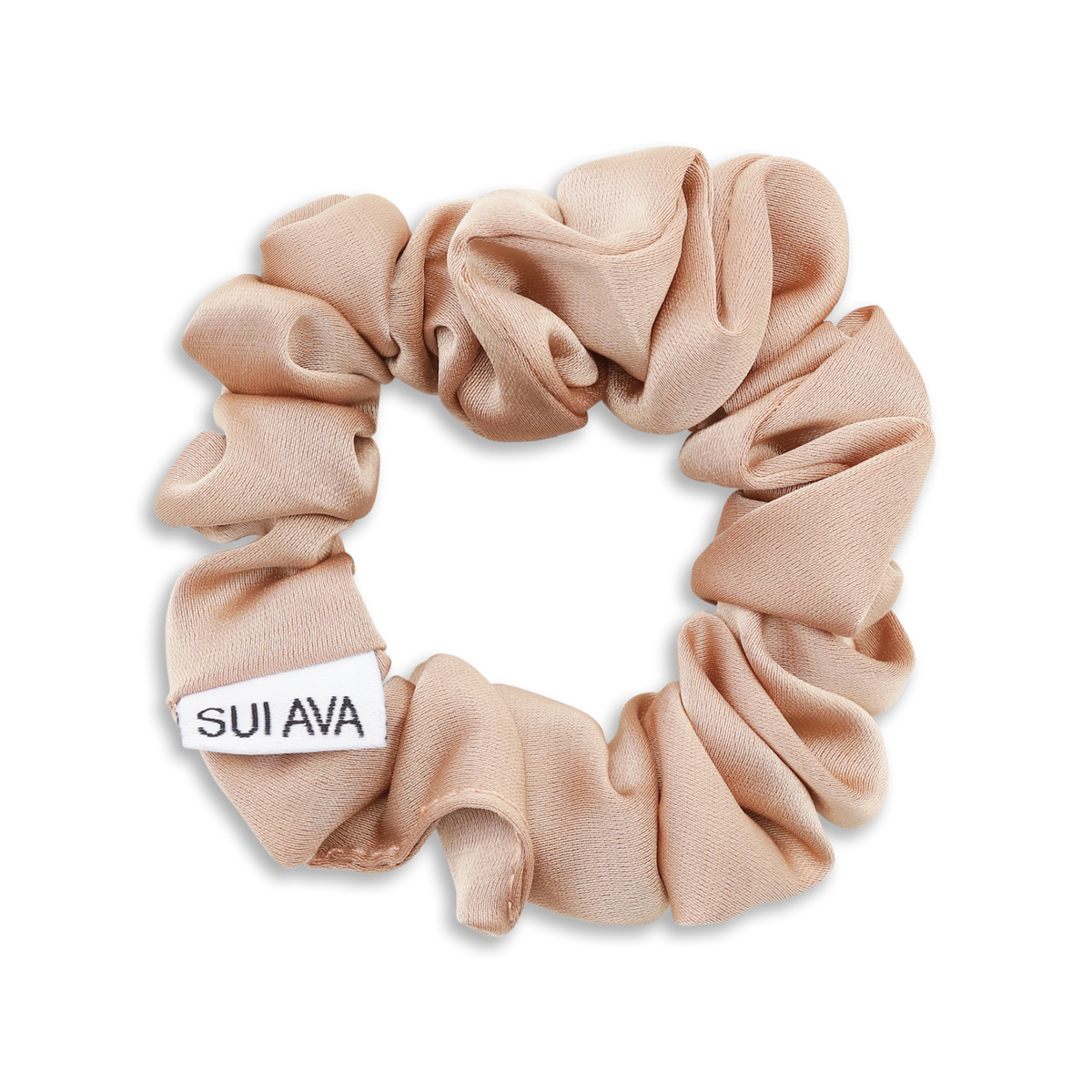SUI AVA Ruched Ribbon Scrunchie - almond