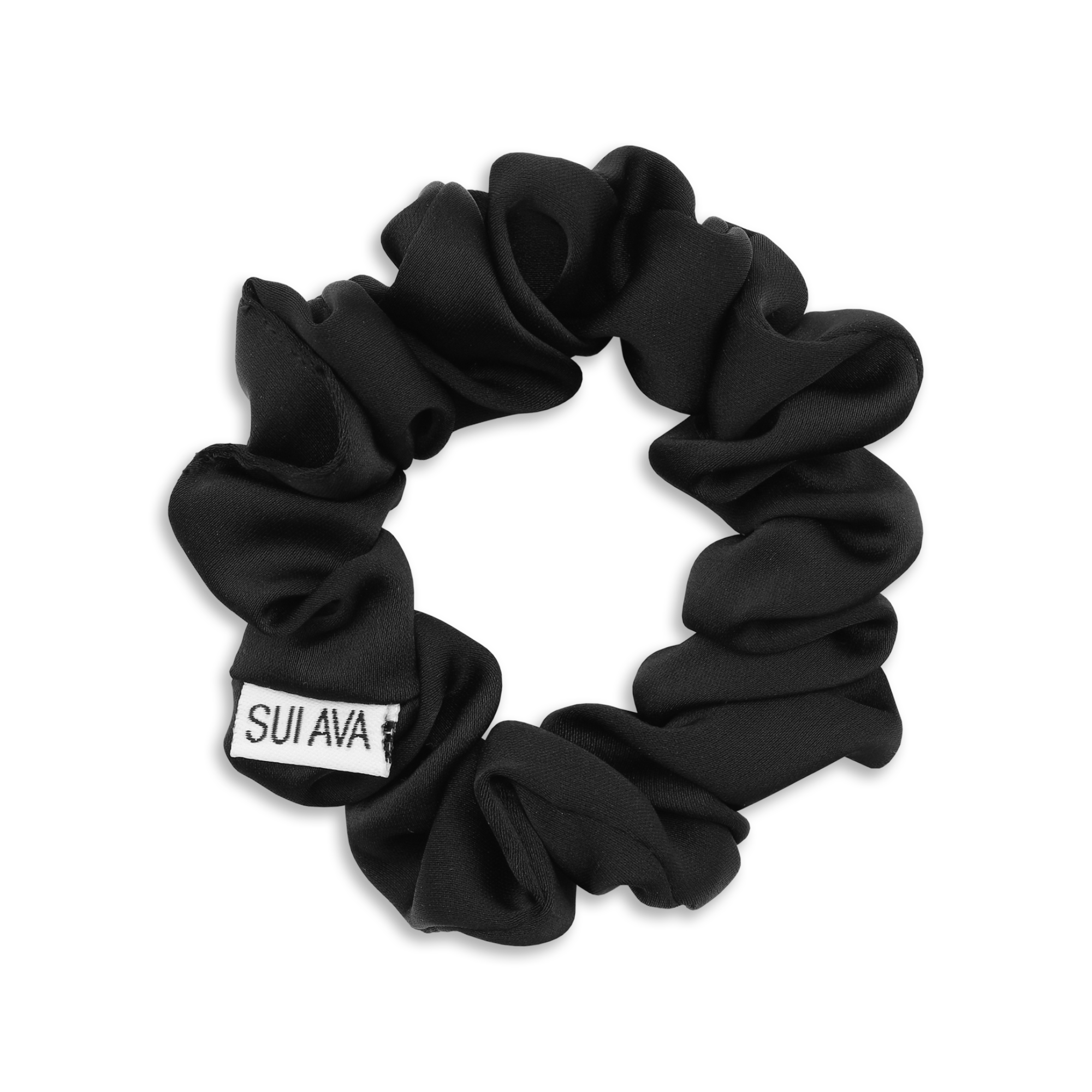 SUI AVA Ruched Ribbon Scrunchie - black