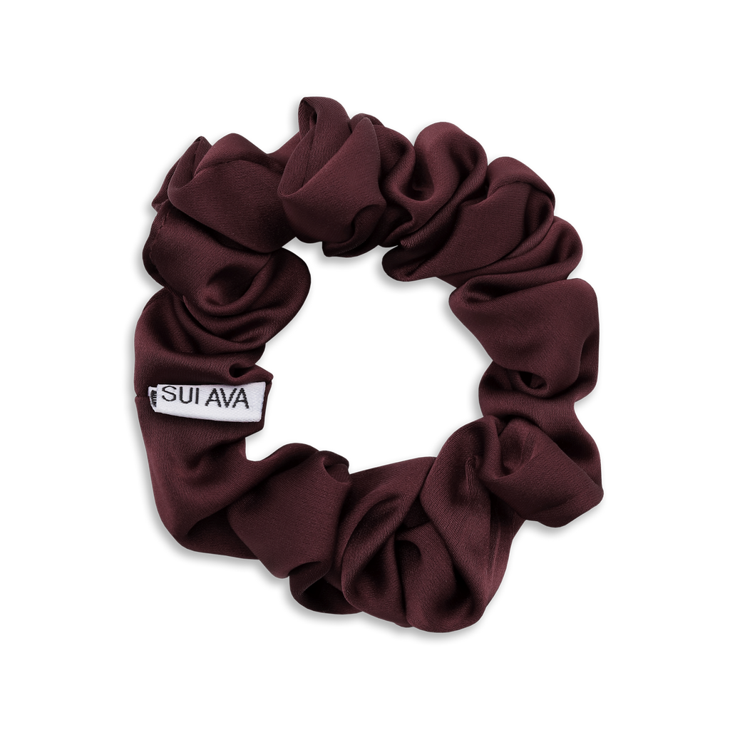 SUI AVA Ruched Ribbon Scrunchie - burgundy