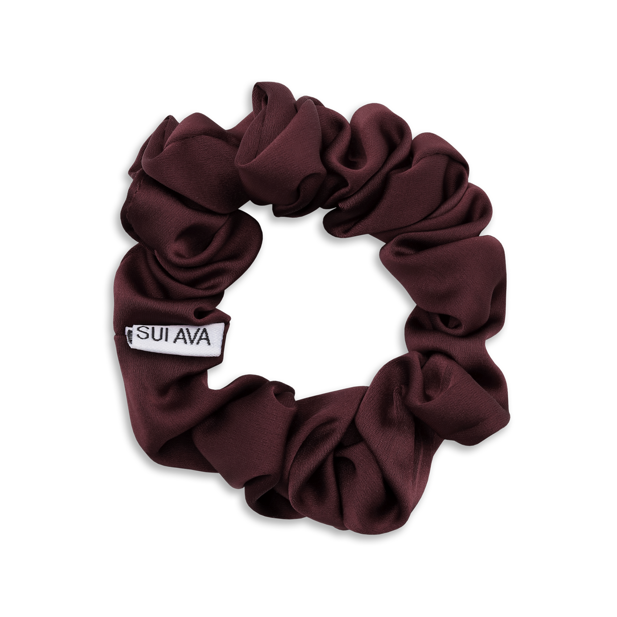 SUI AVA Ruched Ribbon Scrunchie - burgundy