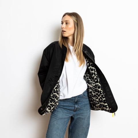 VIVI MARI Reversible Bomber Jacket - black/leo black-sand