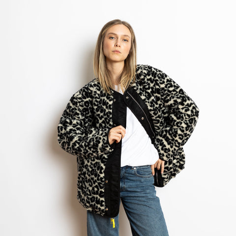 VIVI MARI Reversible Bomber Jacket - black/leo black-sand