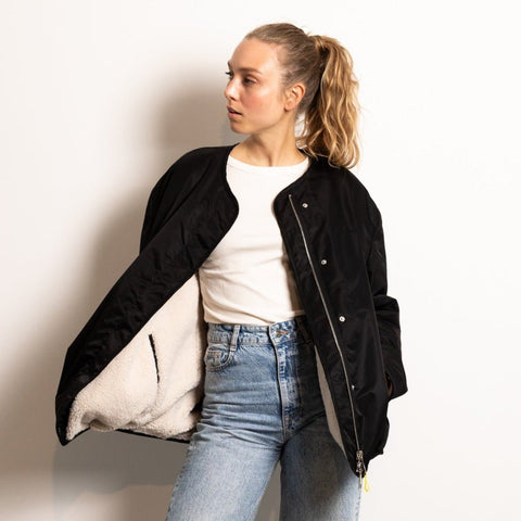 VIVI MARI Reversible Bomber Jacket black/sand