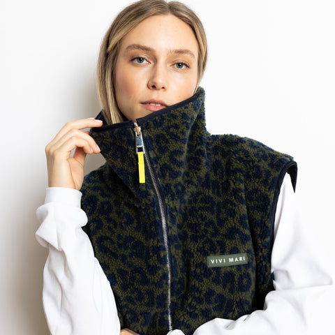 VIVI MARI Reversible Bomber Vest - navy/leo navy-olive