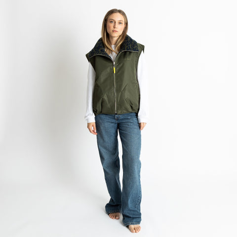 VIVI MARI Reversible Bomber Vest - olive/leo navy-olive