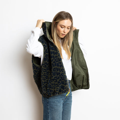 VIVI MARI Reversible Bomber Vest - olive/leo navy-olive