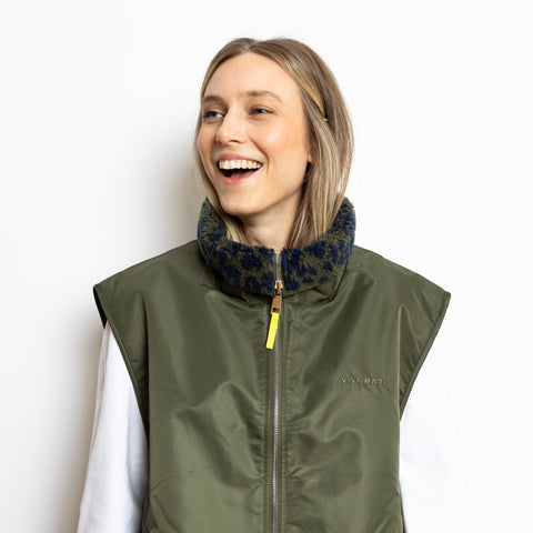 VIVI MARI Reversible Bomber Vest - olive/leo navy-olive