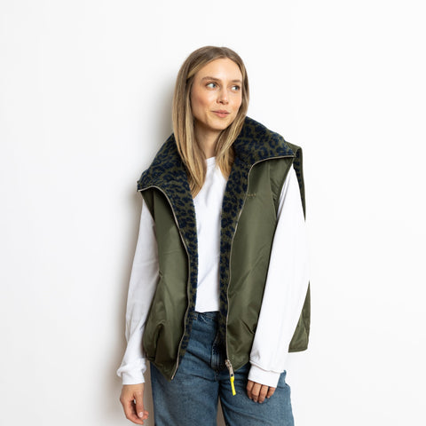 VIVI MARI Reversible Bomber Vest - olive/leo navy-olive