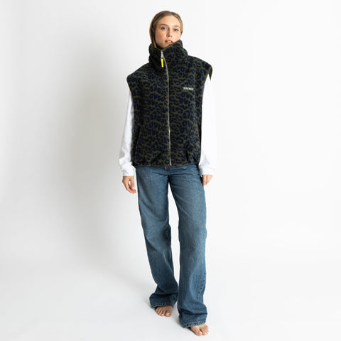 VIVI MARI Reversible Bomber Vest - olive/leo navy-olive