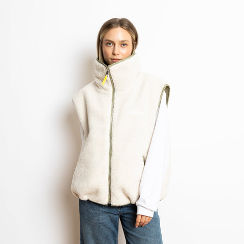 VIVI MARI Reversible Bomber Vest - pale olive/sand