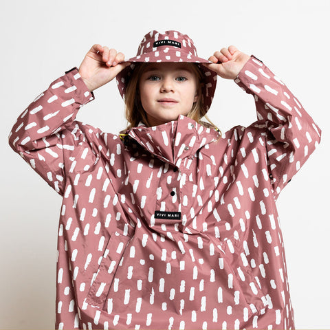 VIVI MARI_Kids Raincoat_Drops mauve/white