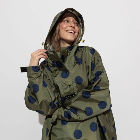 VIVI MARI Raincoat dots olive/navy