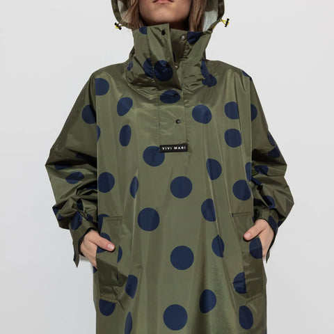 VIVI MARI Raincoat dots olive/navy