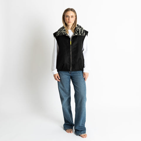 VIVI MARI Reversible Bomber Vest - black/leo black-sand