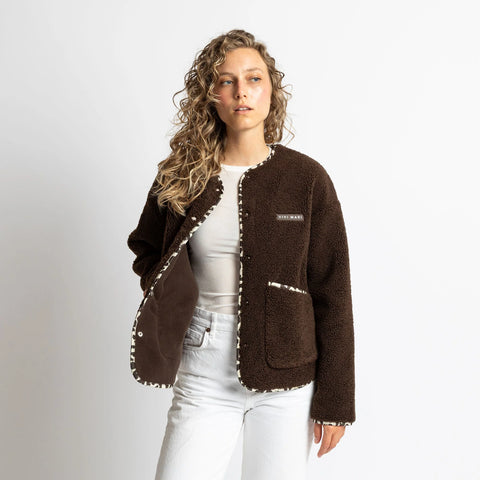 VIVI MARI Teddy Fleece Jacket - chocolate
