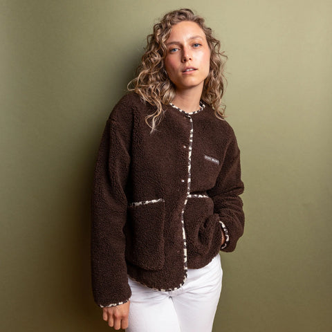 VIVI MARI Teddy Fleece Jacket - chocolate