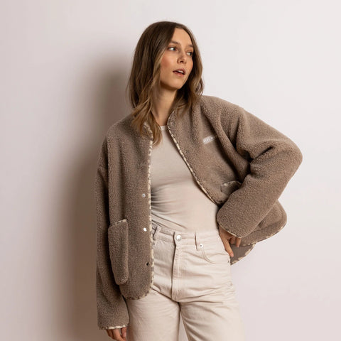 VIVI MARI Teddy Fleece Jacket - mushroom