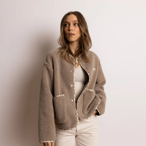 VIVI MARI Teddy Fleece Jacket - mushroom