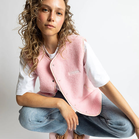 VIVI MARI Teddy Fleece Vest - candy pale pink