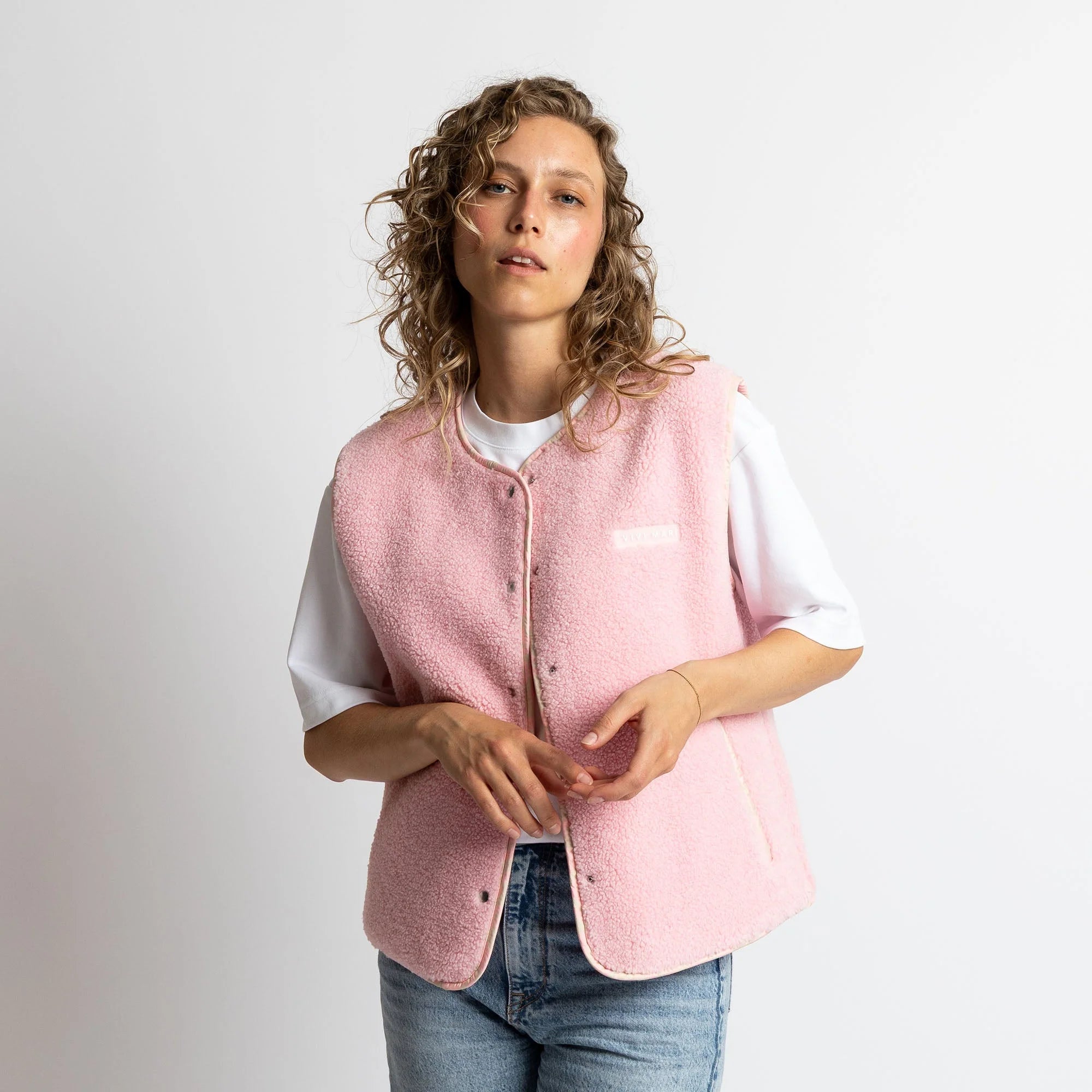VIVI MARI Teddy Fleece Vest - candy pale pink