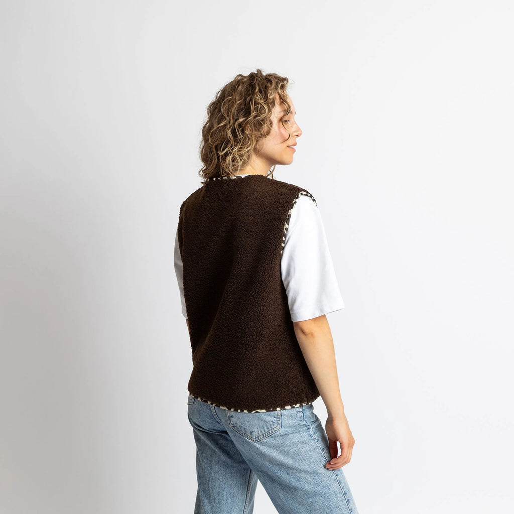 VIVI MARI Teddy Fleece Vest - chocolate