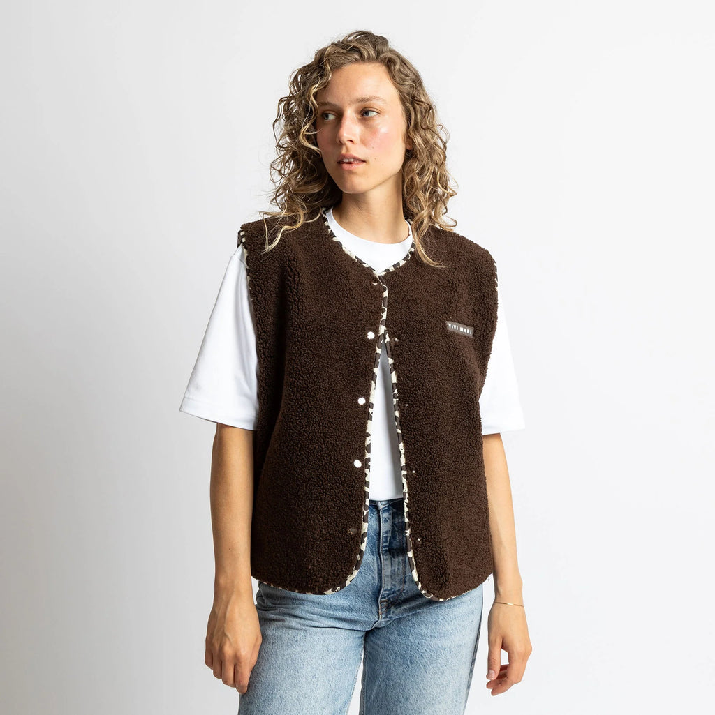 VIVI MARI Teddy Fleece Vest - chocolate
