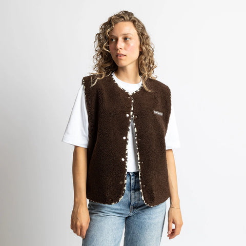 VIVI MARI Teddy Fleece Vest - chocolate