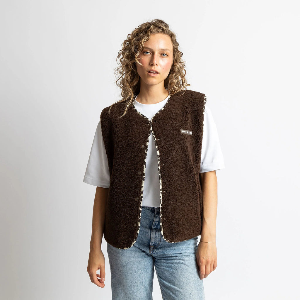VIVI MARI Teddy Fleece Vest - chocolate