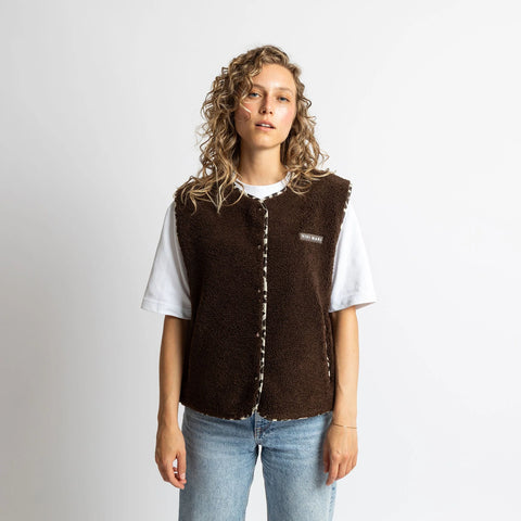 VIVI MARI Teddy Fleece Vest - chocolate