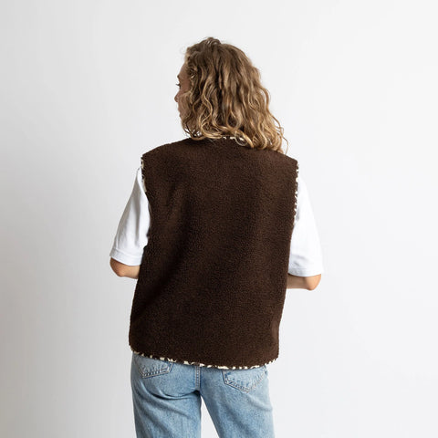 VIVI MARI Teddy Fleece Vest - chocolate