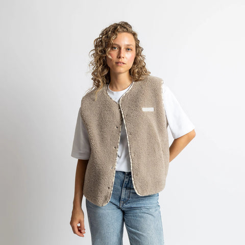 VIVI MARI Teddy Fleece Vest - mushroom