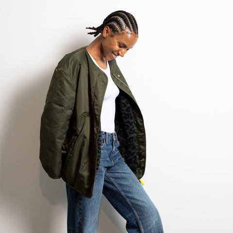 VIVI MARI Reversible Bomber Jacket - olive/leo navy-olive