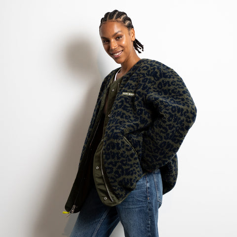 VIVI MARI Reversible Bomber Jacket - olive/leo navy-olive