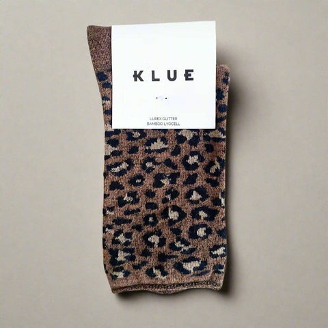 KLUE Glitter Lurex Socks | leopard brown