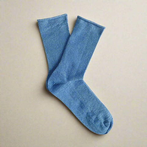 KLUE Glitter Lurex Socks | mineral blue
